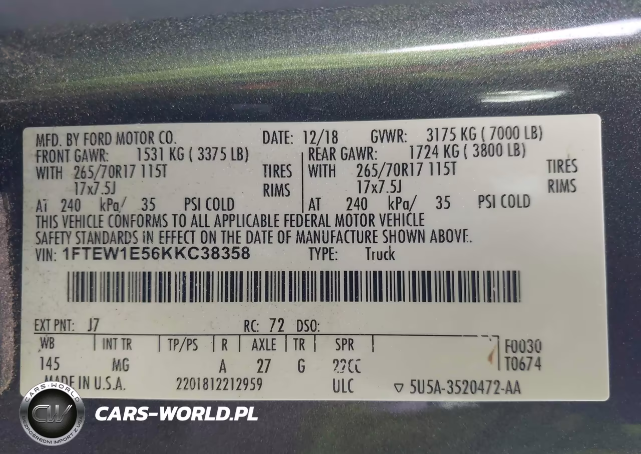 2019 Ford F-150 Xlt VIN:1FTEW1E56KKC38358 - 9