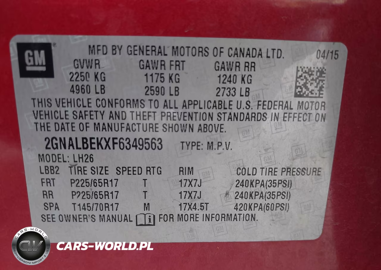 2015 Chevrolet Equinox Lt VIN:2GNALBEKXF6349563 - 9