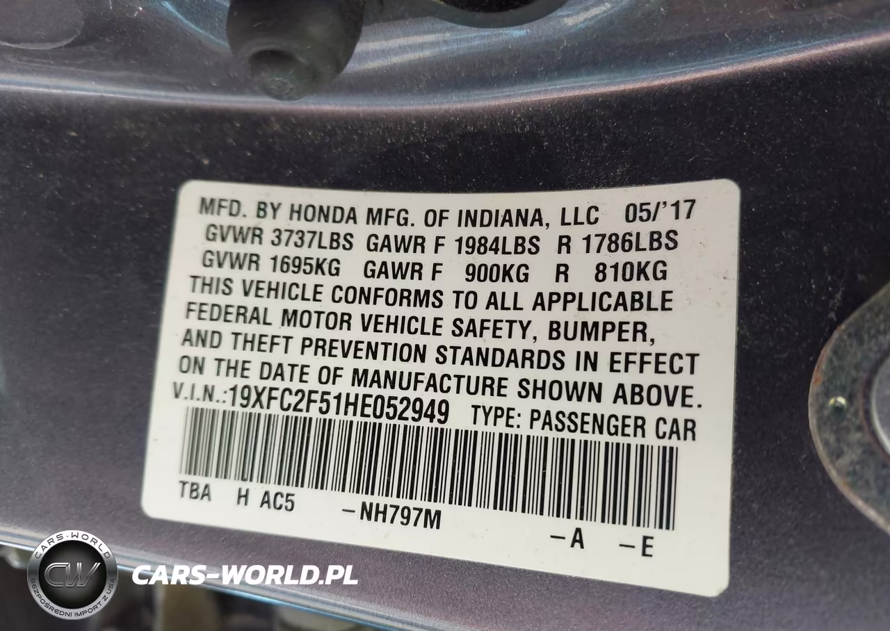 2017 Honda Civic Lx VIN:19XFC2F51HE052949 - 9
