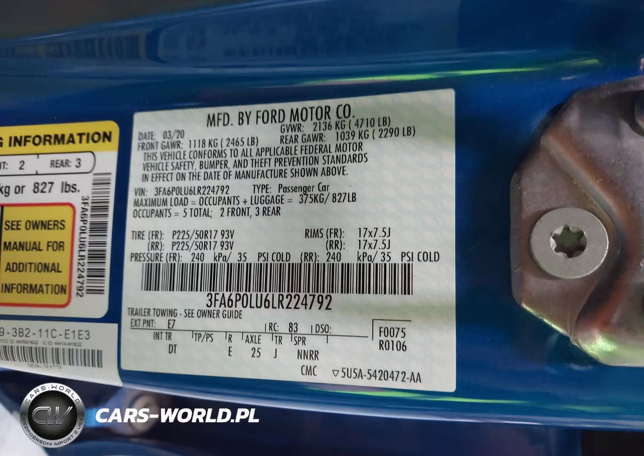 2020 Ford Fusion Hybrid Se VIN:3FA6P0LU6LR224792 - 9