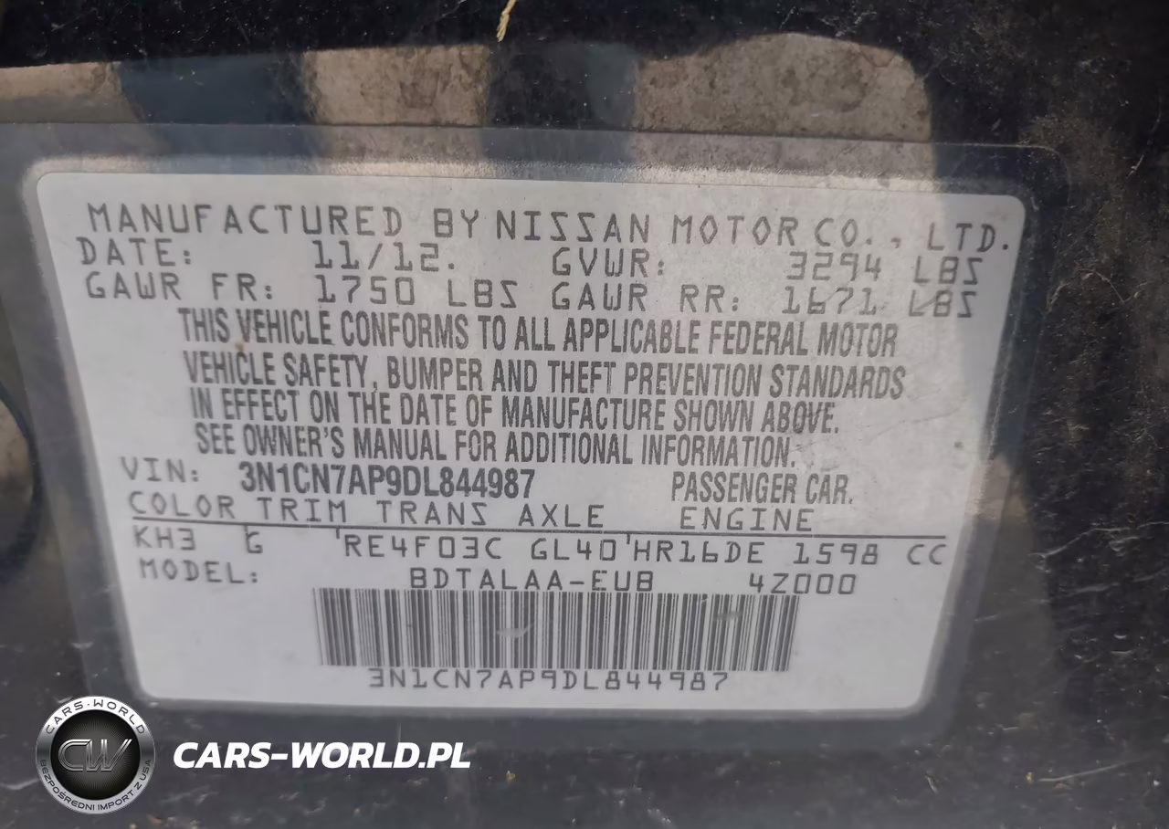 2013 Nissan Versa 1.6 S VIN:3N1CN7AP9DL844987 - 9