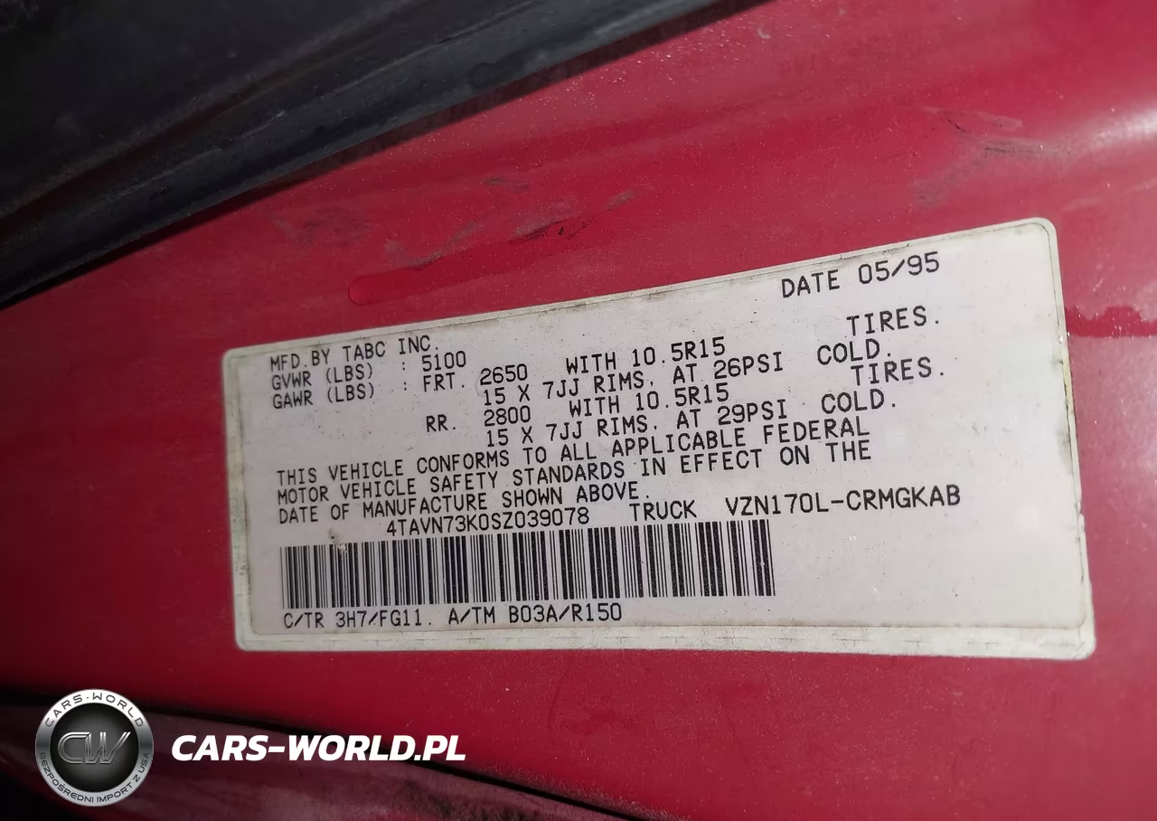 1995 Toyota Tacoma Xtracab Sr5 VIN:4TAVN73K0SZ039078 - 9
