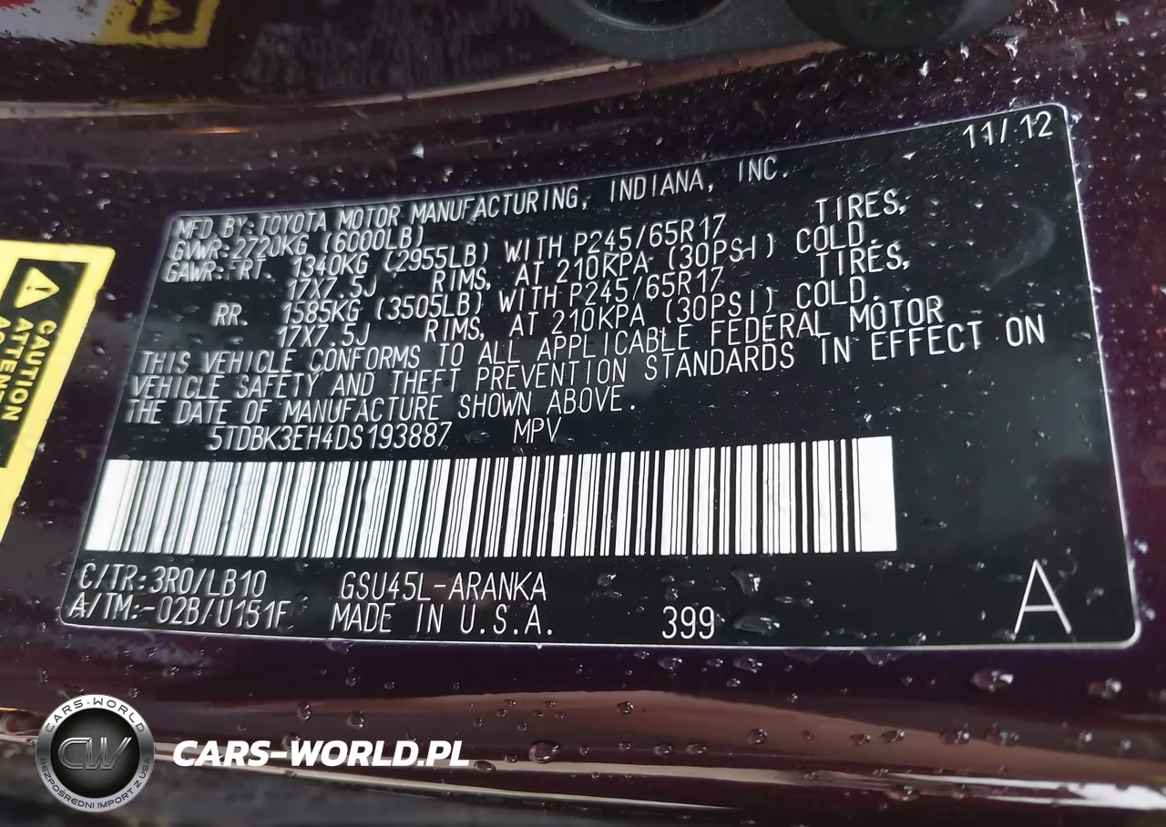 2013 Toyota Highlander Se V6 VIN:5TDBK3EH4DS193887 - 9