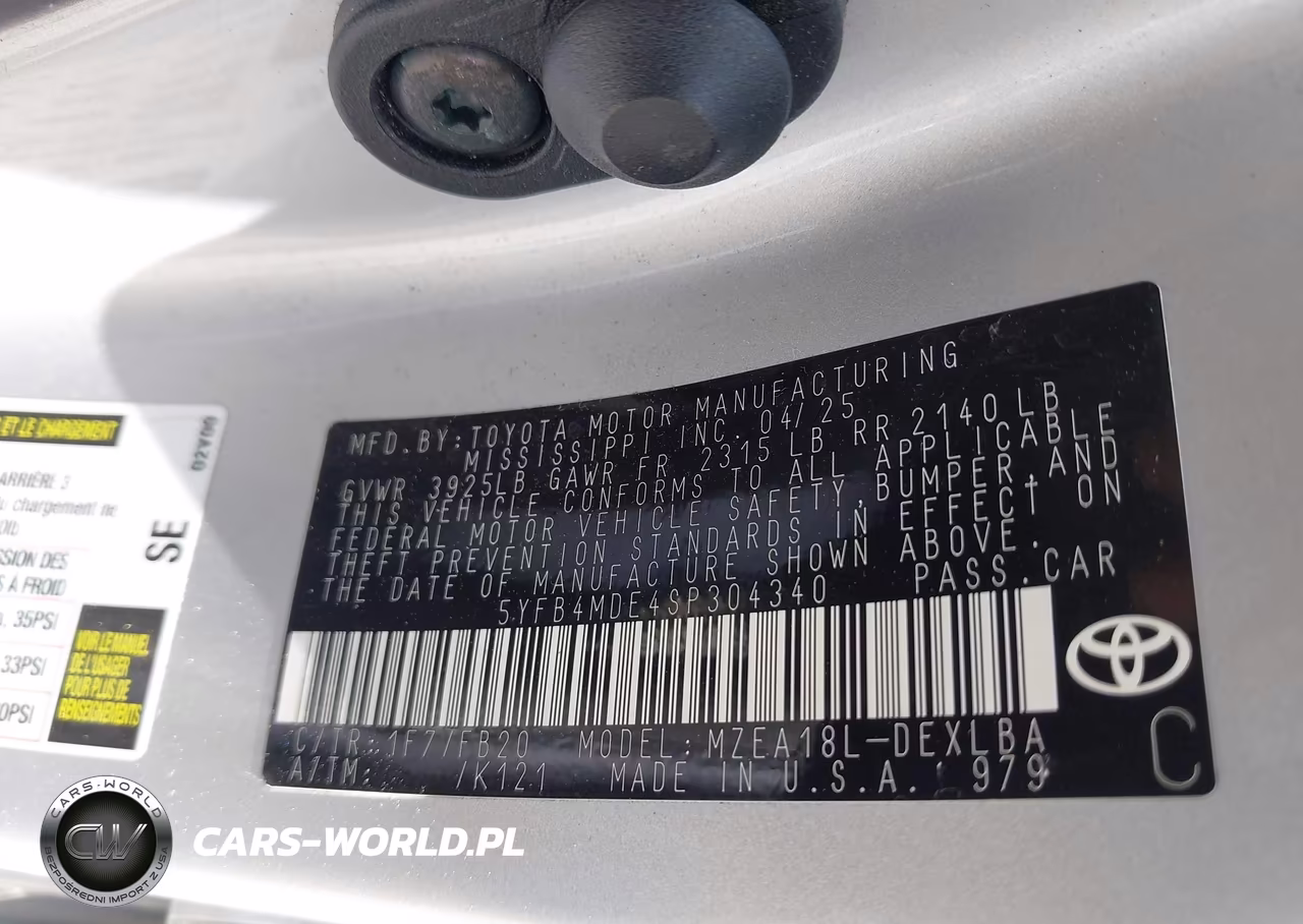 2025 Toyota Corolla Le VIN:5YFB4MDE4SP304340 - 9