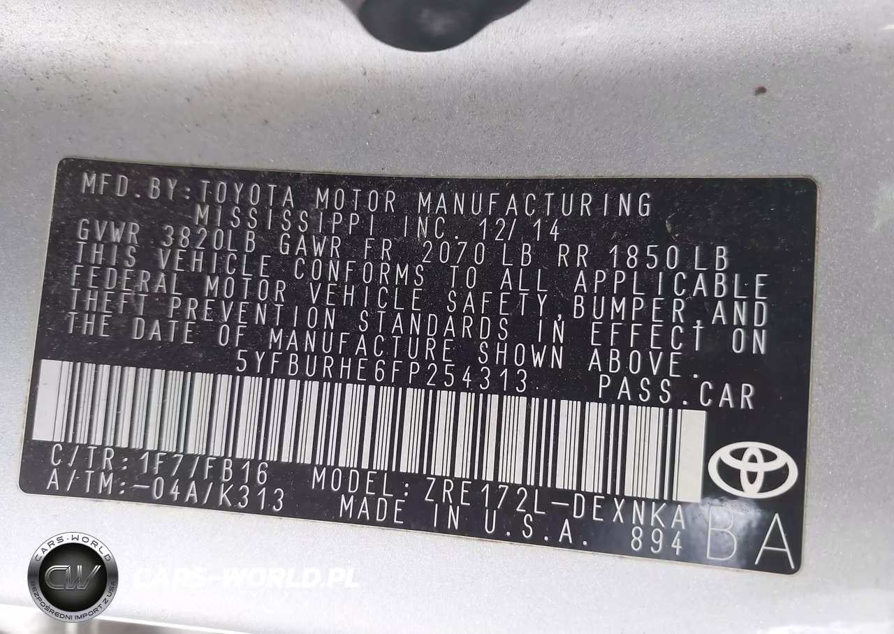 2015 Toyota Corolla Le VIN:5YFBURHE6FP254313 - 9