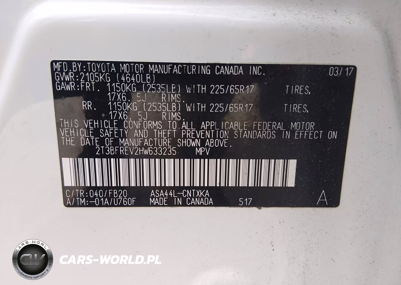 2017 Toyota Rav4 Le VIN:2T3BFREV2HW633235 - 9