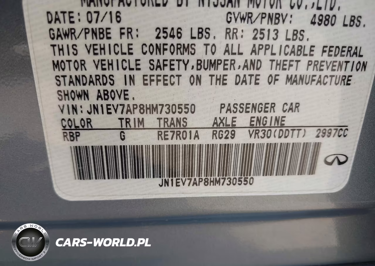 2017 Infiniti Q50 3.0T Premium VIN:JN1EV7AP8HM730550 - 9
