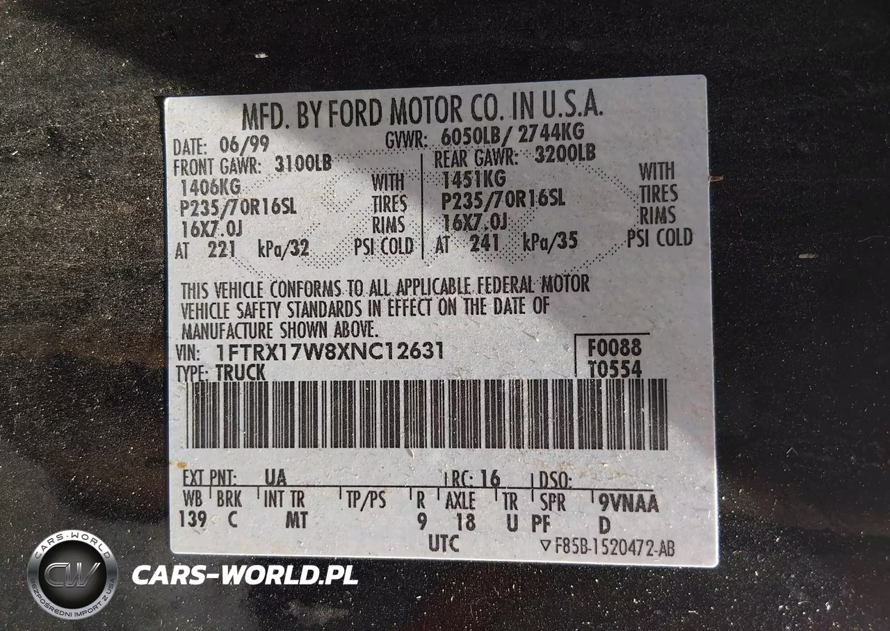 1999 Ford F-150 Lariat-Work Series-Xl-Xlt VIN:1FTRX17W8XNC12631 - 9