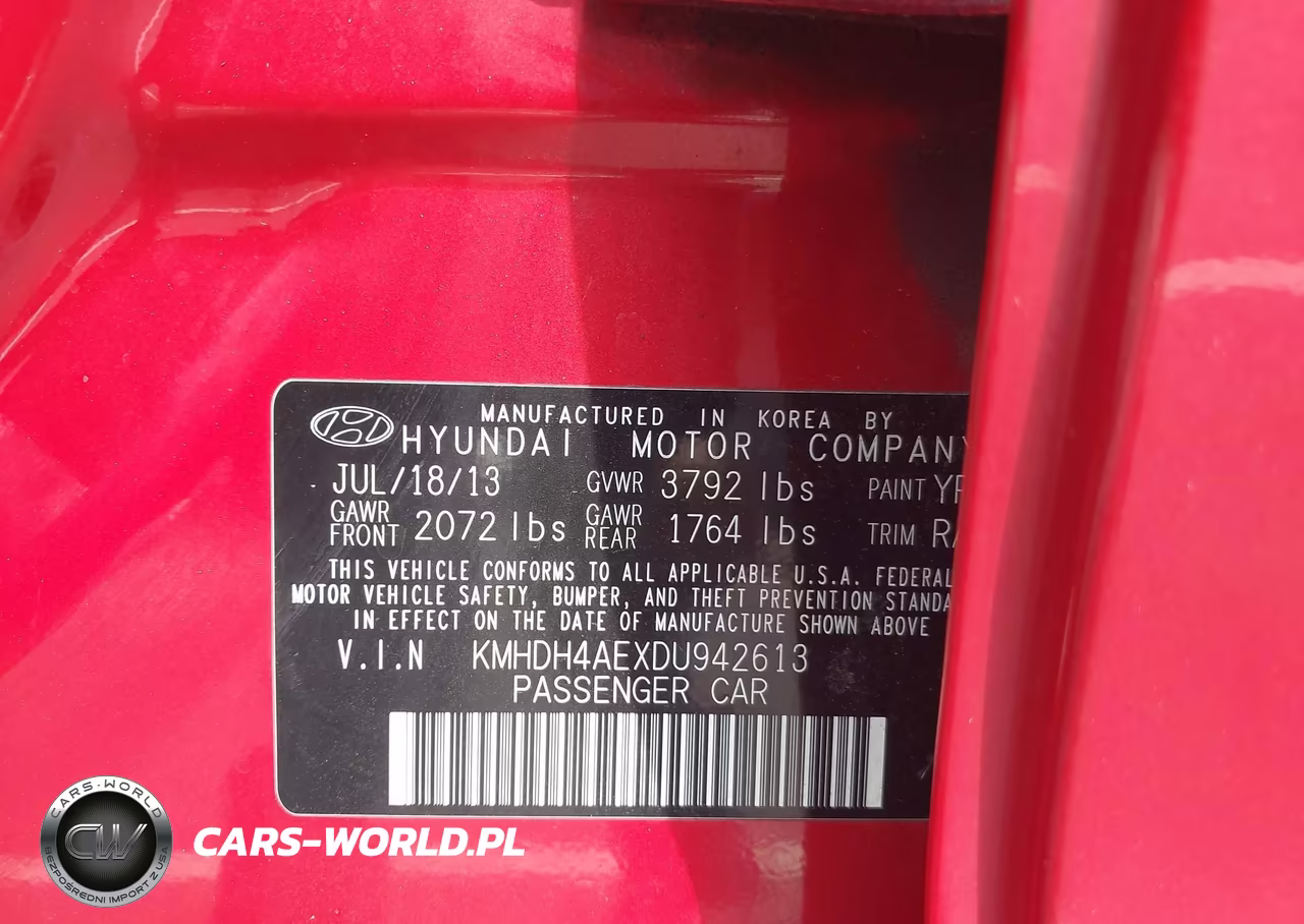 2013 Hyundai Elantra Gls VIN:KMHDH4AEXDU942613 - 9