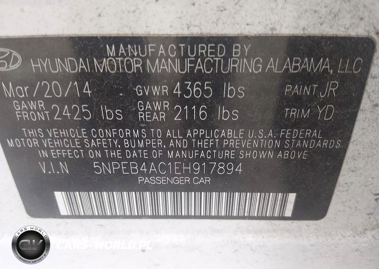 2014 Hyundai Sonata Gls VIN:5NPEB4AC1EH917894 - 9
