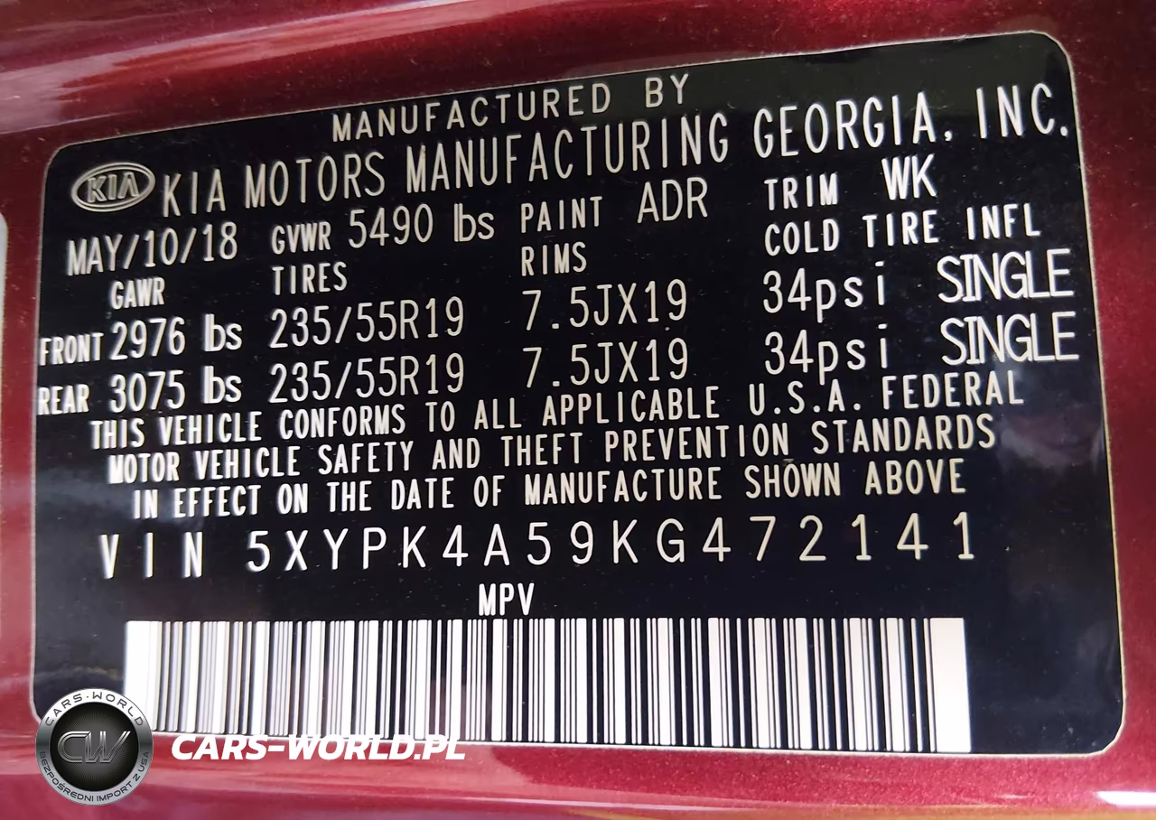 2019 Kia Sorento 3.3L Sx VIN:5XYPK4A59KG472141 - 9