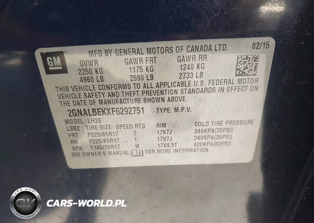 2015 Chevrolet Equinox Lt VIN:2GNALBEKXF6292751 - 9