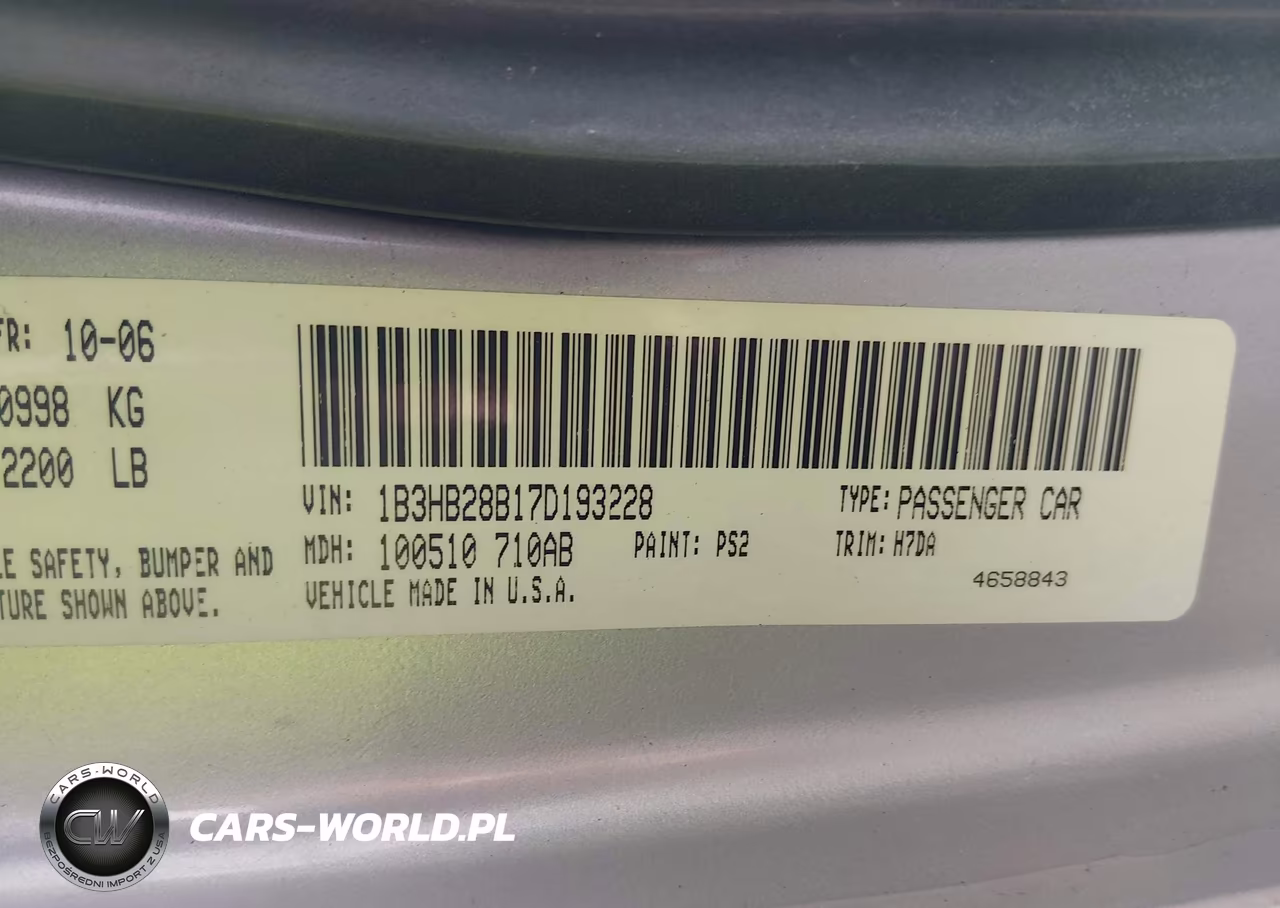 2007 Dodge Caliber VIN:1B3HB28B17D193228 - 9