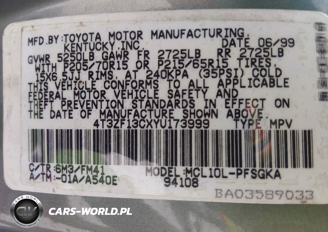 2000 Toyota Sienna Xle VIN:4T3ZF13CXYU173999 - 9