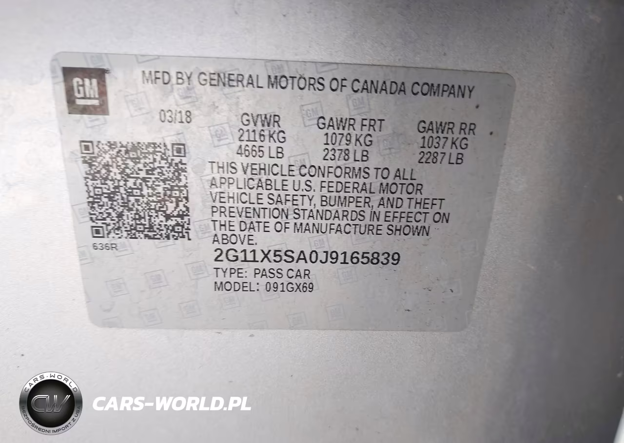 2018 Chevrolet Impala 1Fl VIN:2G11X5SA0J9165839 - 9