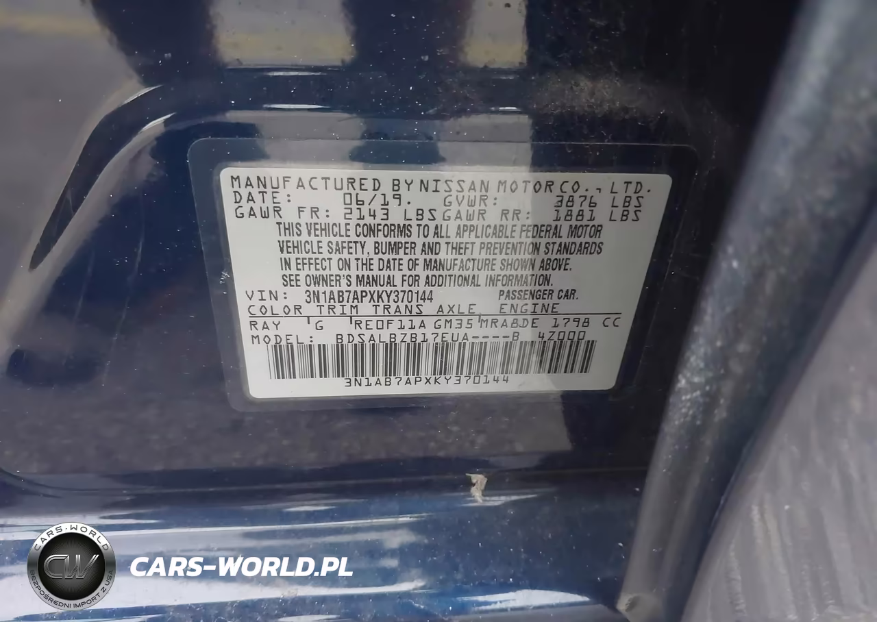 2019 Nissan Sentra S VIN:3N1AB7APXKY370144 - 9