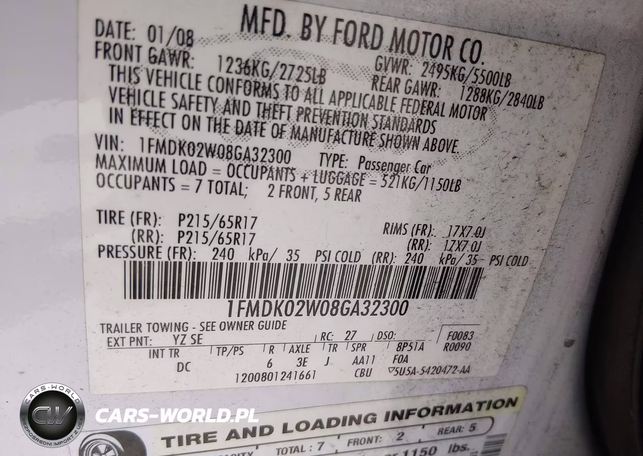 2008 Ford Taurus X Sel VIN:1FMDK02W08GA32300 - 9