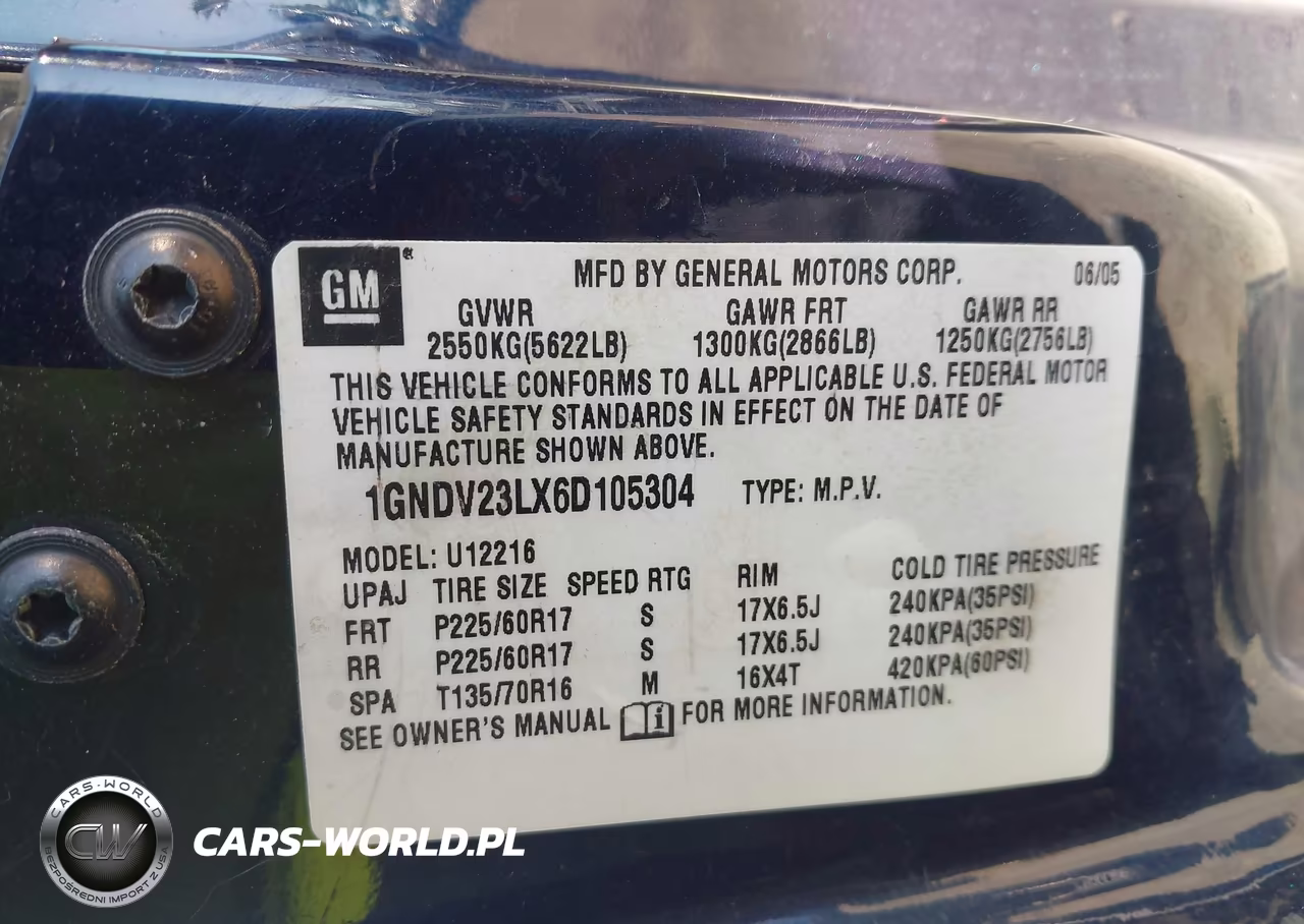 2006 Chevrolet Uplander Ls VIN:1GNDV23LX6D105304 - 9