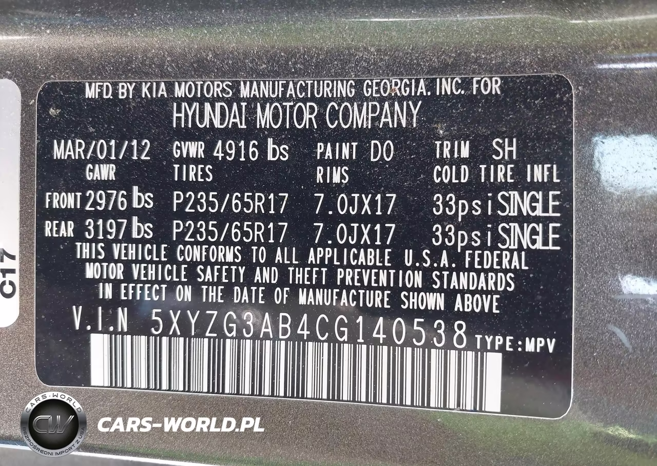 2012 Hyundai Santa Fe Gls VIN:5XYZG3AB4CG140538 - 9
