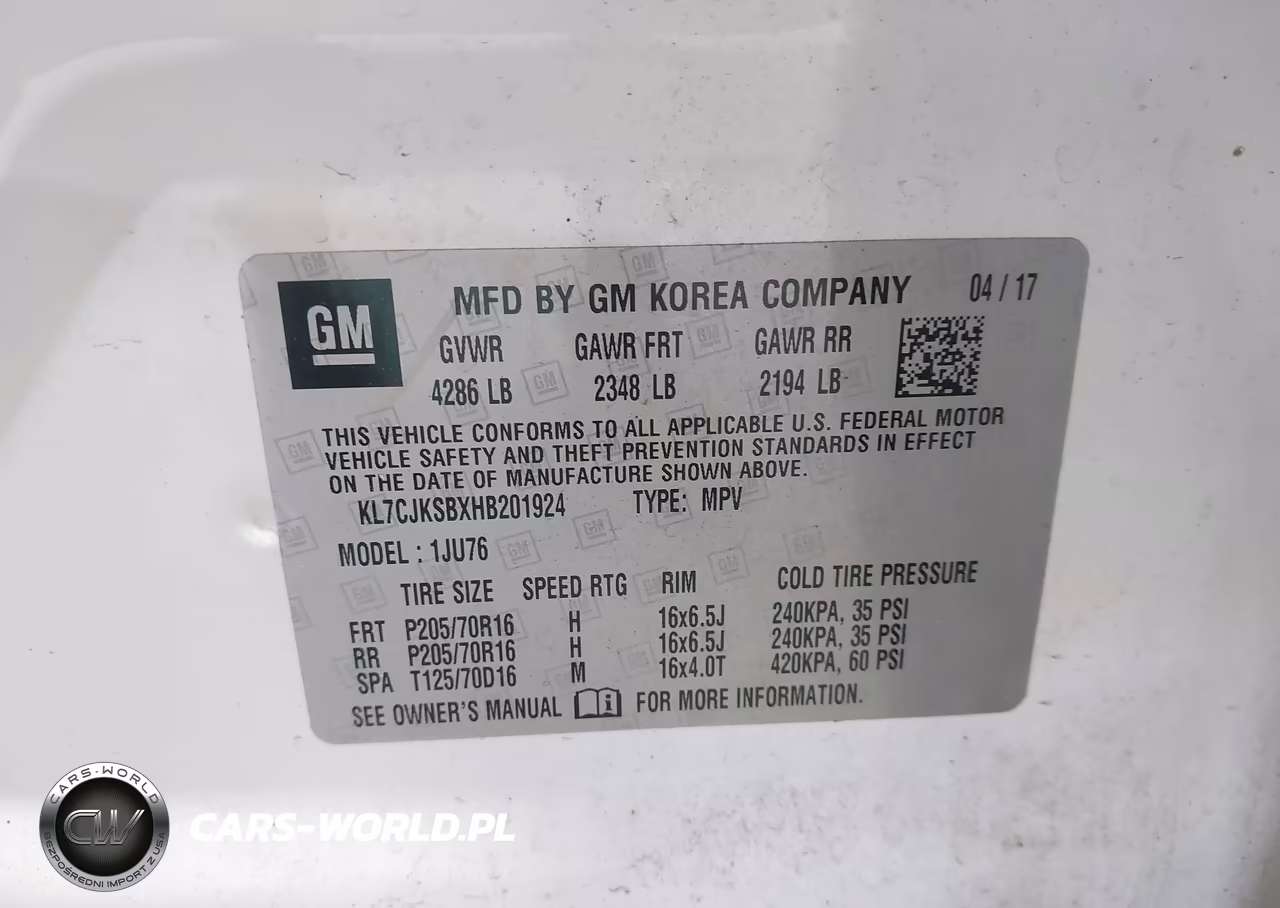 2017 Chevrolet Trax Ls VIN:KL7CJKSBXHB201924 - 9