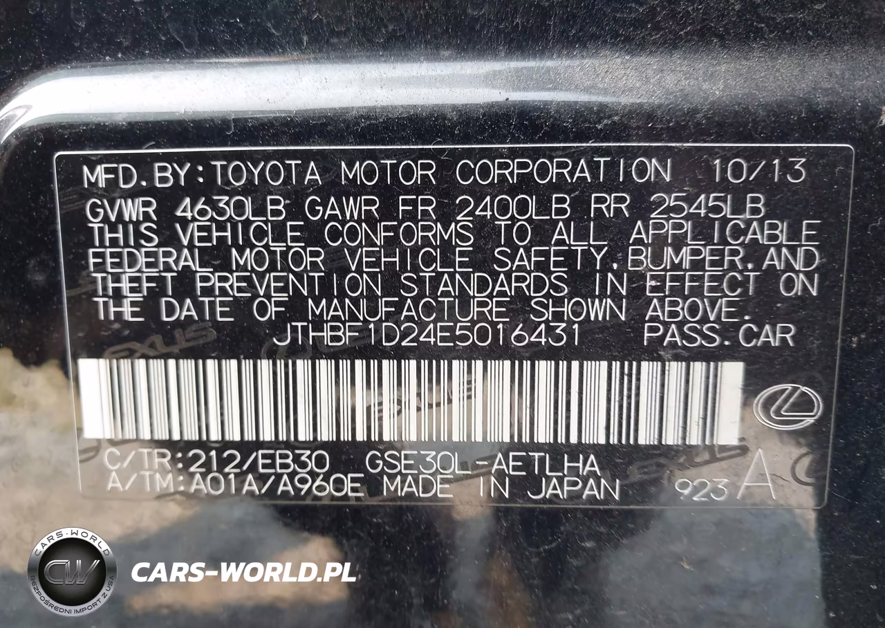2014 Lexus Is 250 VIN:JTHBF1D24E5016431 - 9