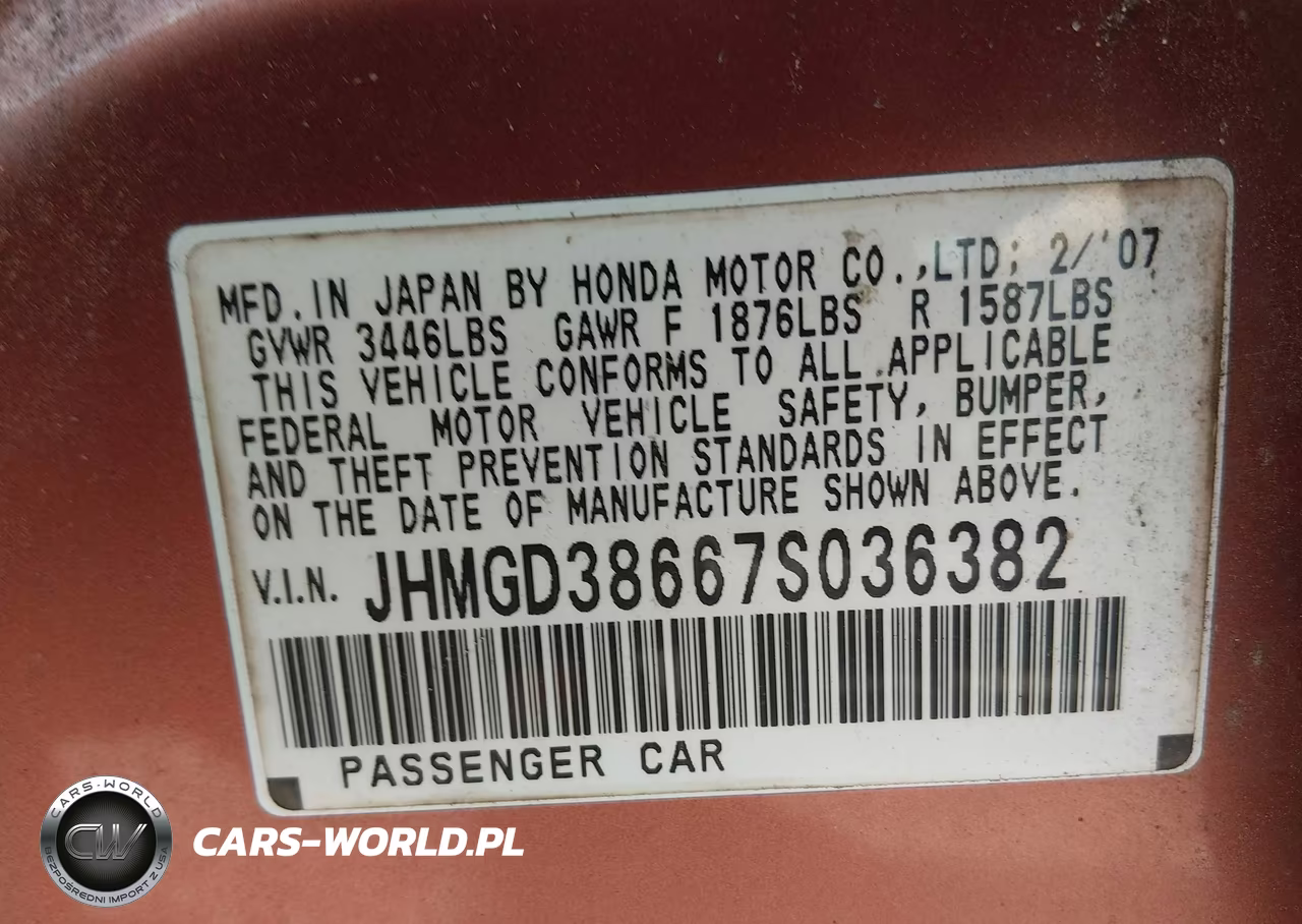 2007 Honda Fit Sport VIN:JHMGD38667S036382 - 9