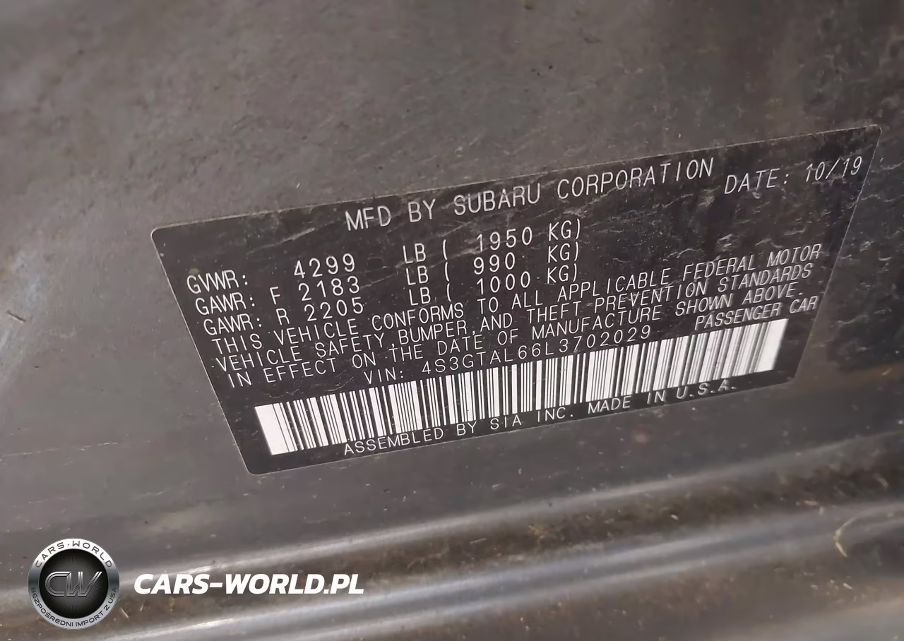 2020 Subaru Impreza Sport 5-Door VIN:4S3GTAL66L3702029 - 9