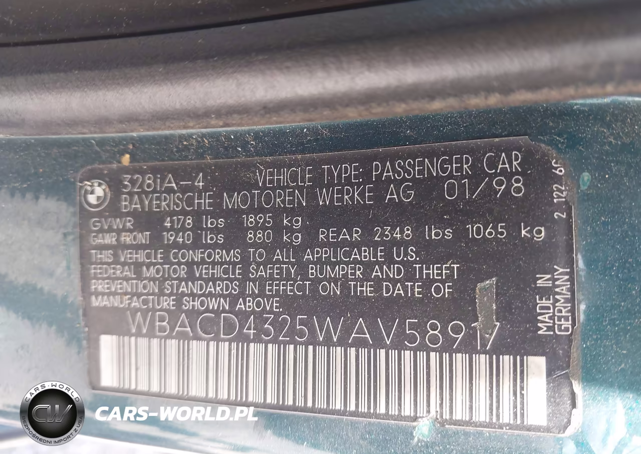 1998 BMW 328I VIN:WBACD4325WAV58917 - 9