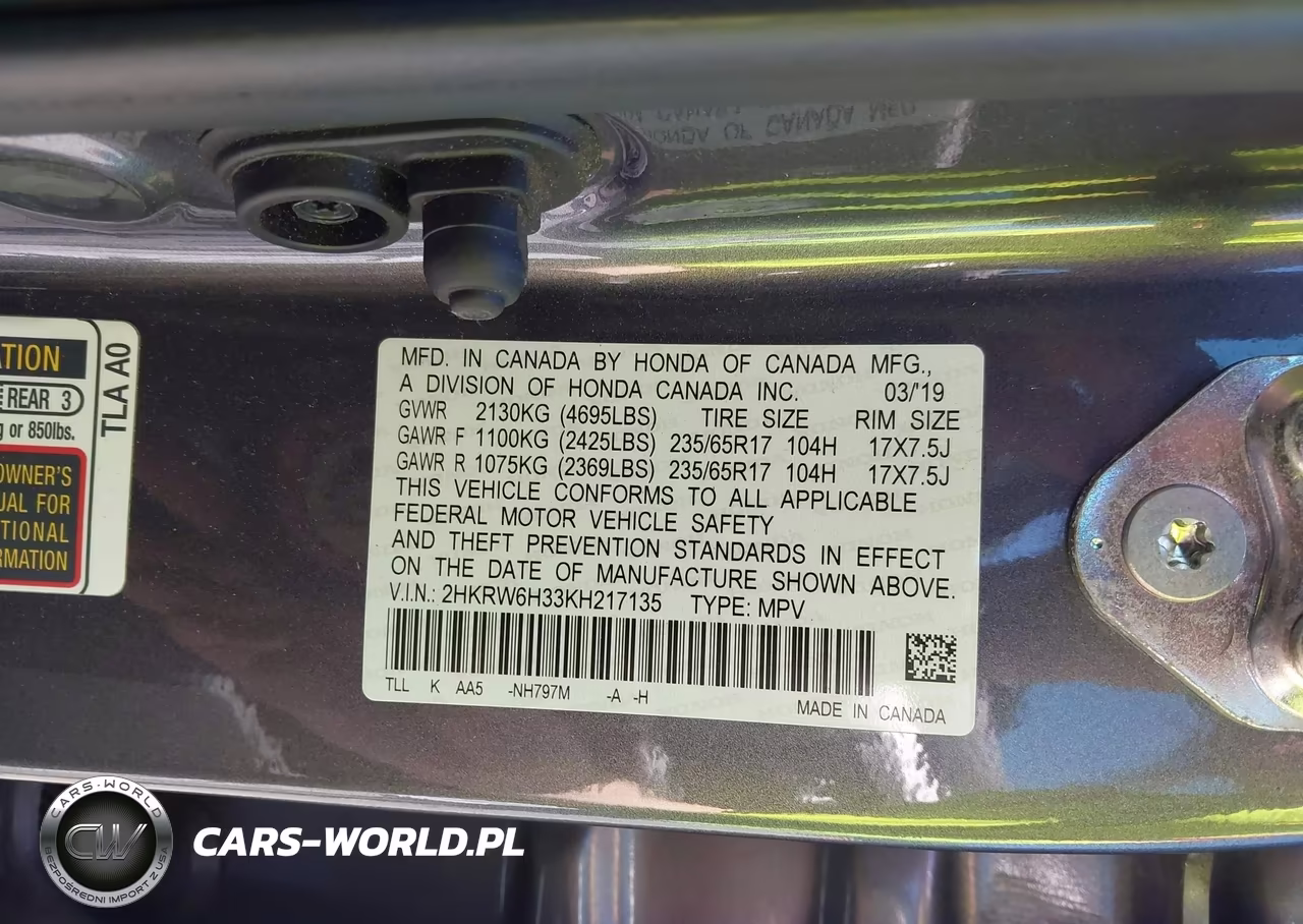 2019 Honda Cr-V Lx VIN:2HKRW6H33KH217135 - 9