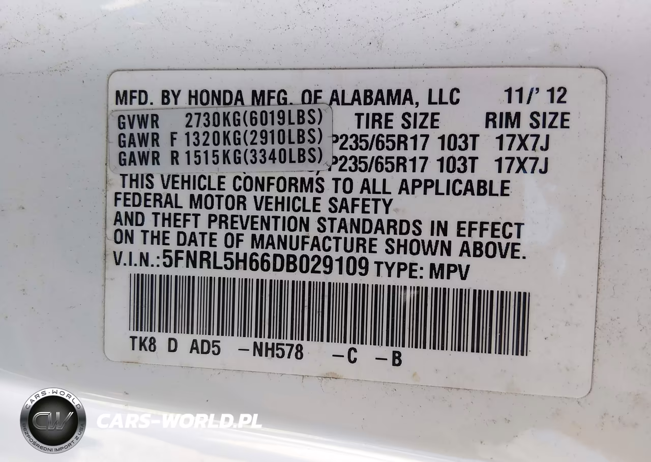 2013 Honda Odyssey Ex-L VIN:5FNRL5H66DB029109 - 9