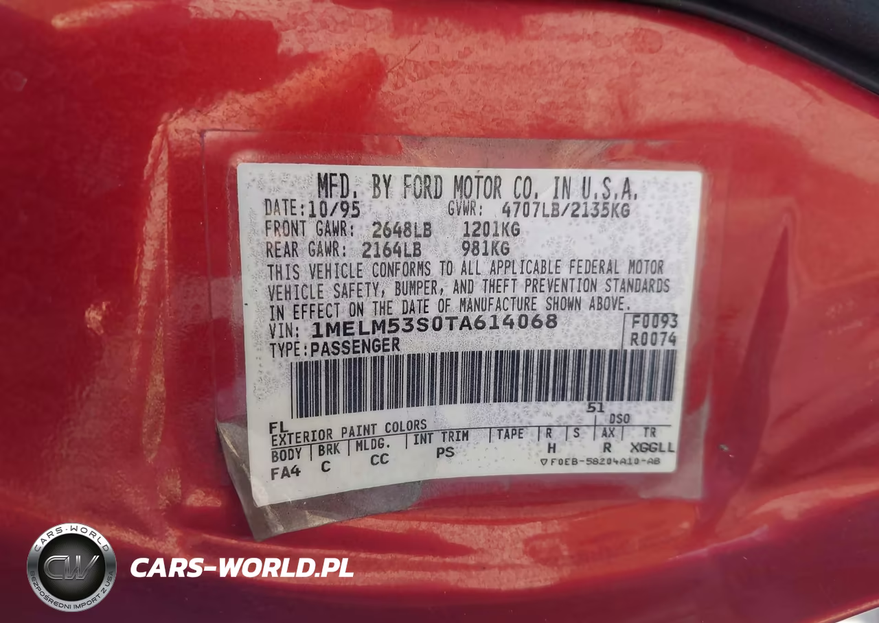 1996 Mercury Sable Ls VIN:1MELM53S0TA614068 - 9