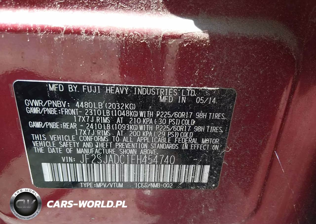 2015 Subaru Forester 2.5I Premium VIN:JF2SJADC1FH454740 - 9