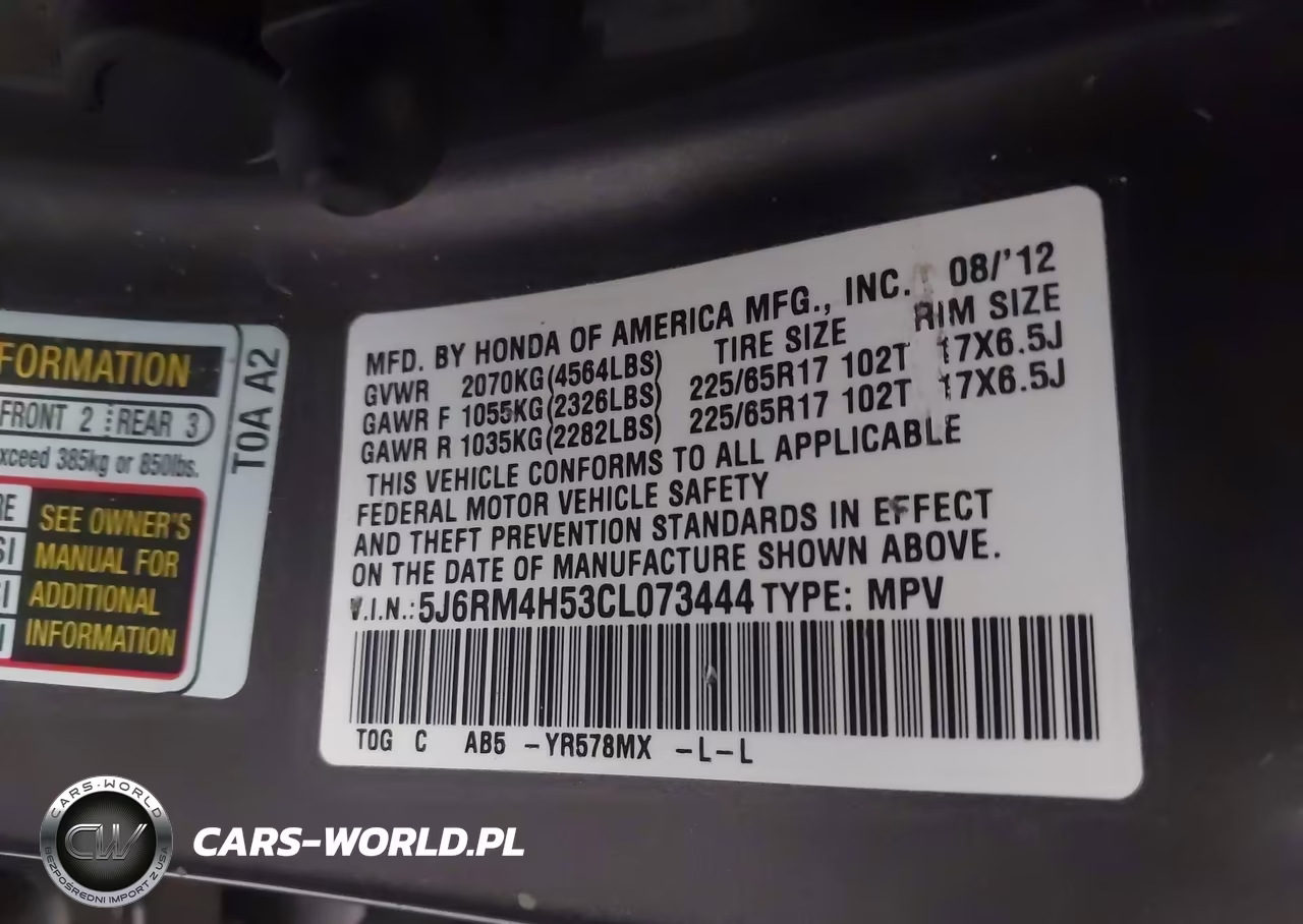 2012 Honda Cr-V Ex VIN:5J6RM4H53CL073444 - 9