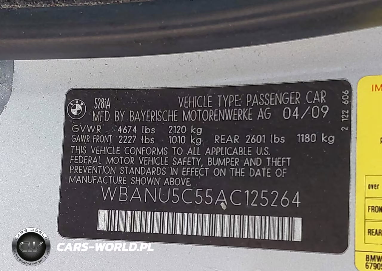 2010 BMW 528I VIN:WBANU5C55AC125264 - 9