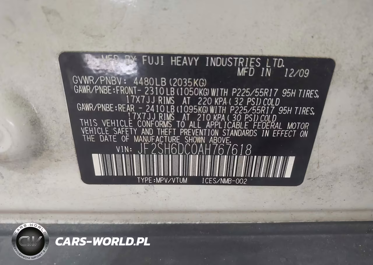 2010 Subaru Forester 2.5X Limited VIN:JF2SH6DC0AH767618 - 9