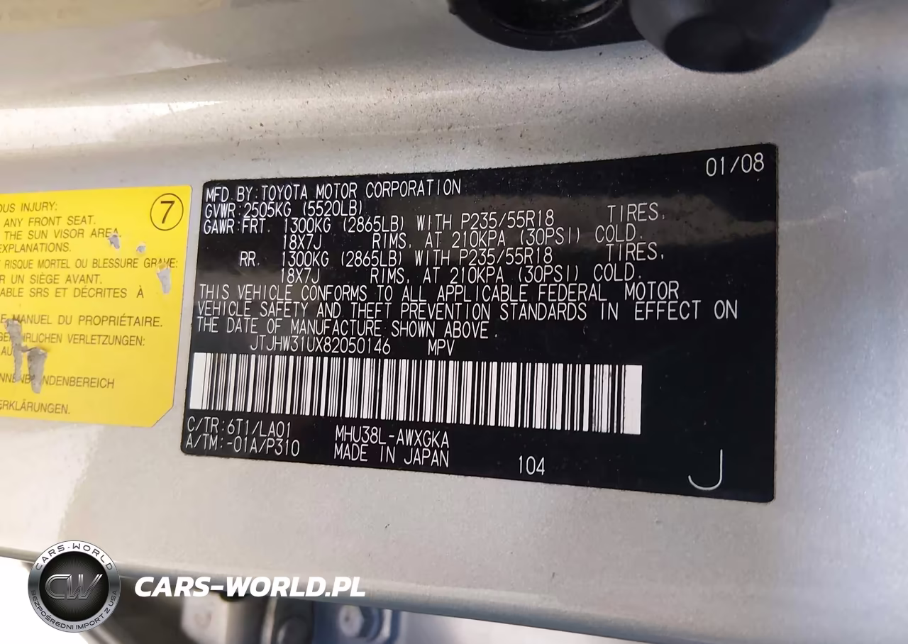 2008 Lexus Rx 400H VIN:JTJHW31UX82050146 - 9