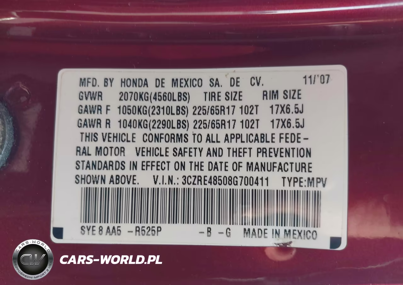 2008 Honda Cr-V Ex VIN:3CZRE48508G700411 - 9