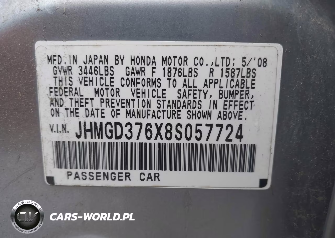 2008 Honda Fit Sport VIN:JHMGD376X8S057724 - 9