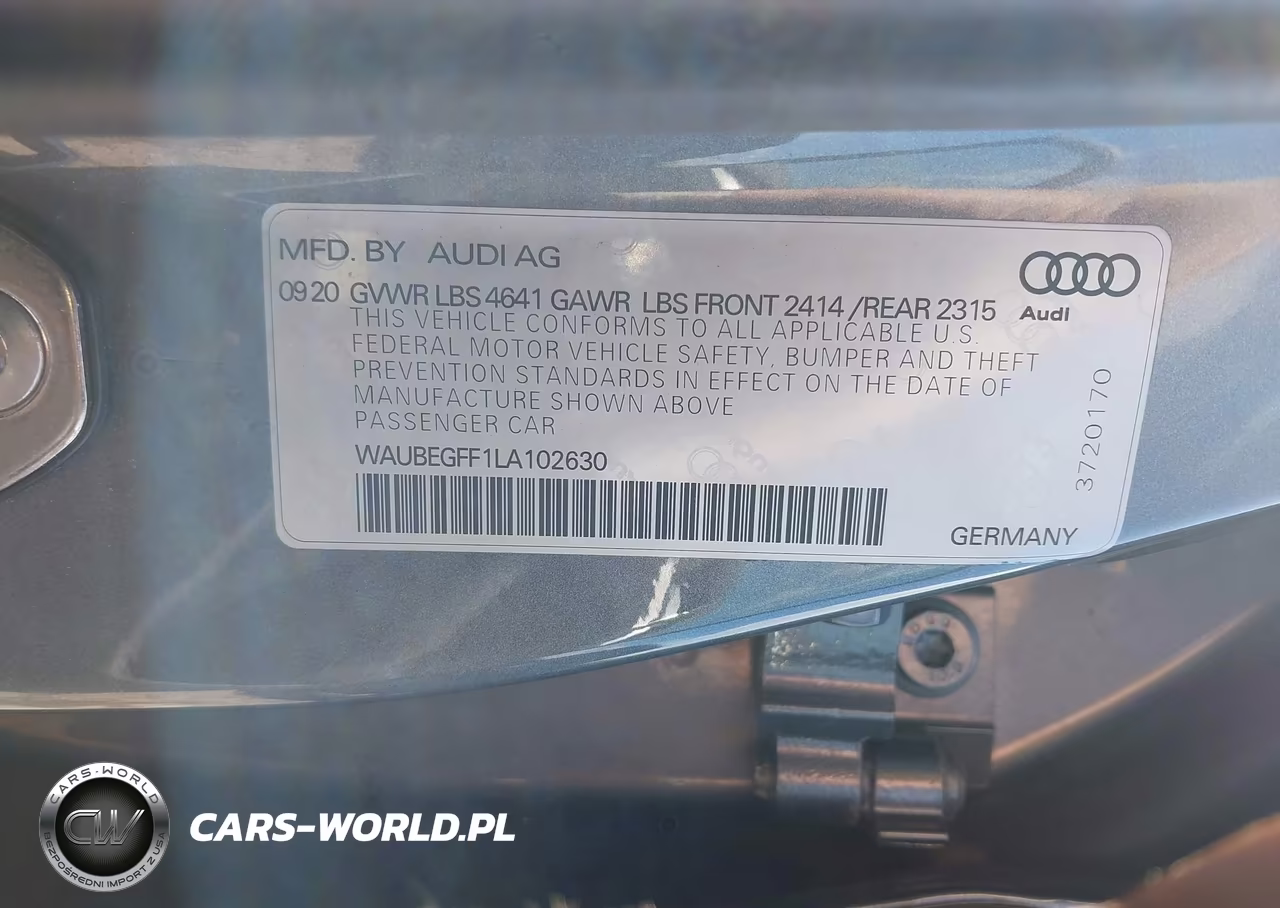 2020 Audi A3 Premium 45 Tfsi S Line Quattro S Tronic VIN:WAUBEGFF1LA102630 - 9