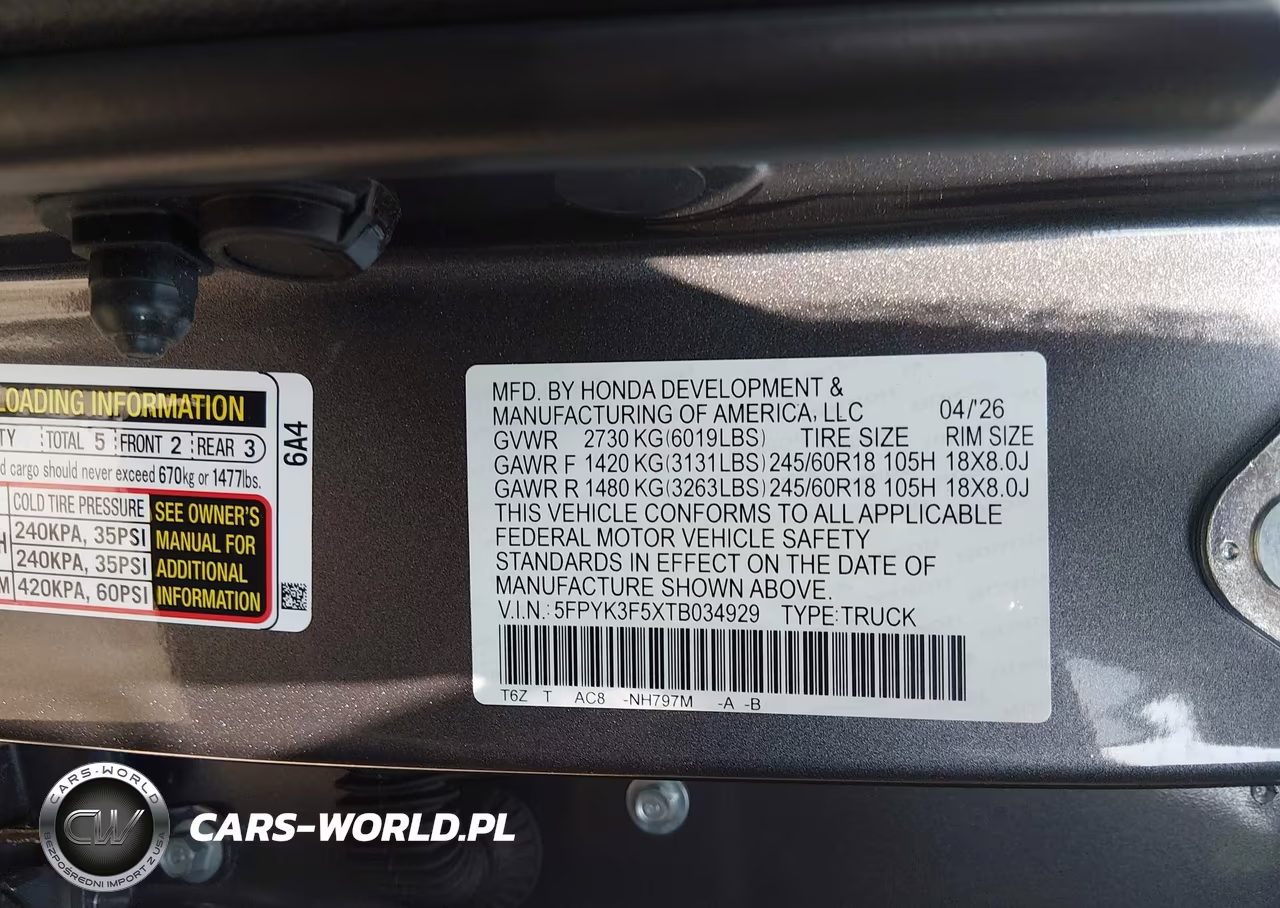 2026 Honda Ridgeline Rtl VIN:5FPYK3F5XTB034929 - 9