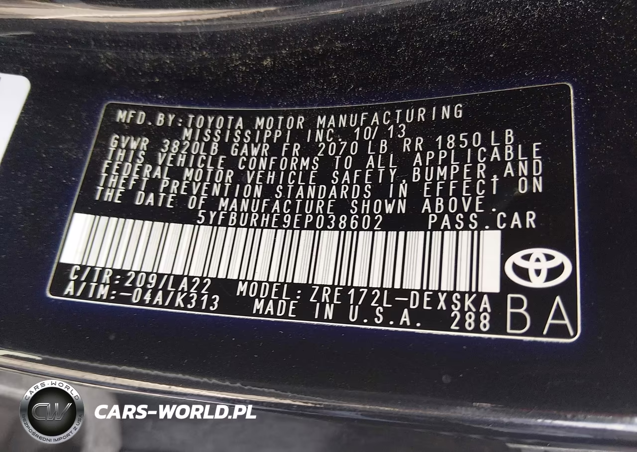 2014 Toyota Corolla S Premium VIN:5YFBURHE9EP038602 - 9