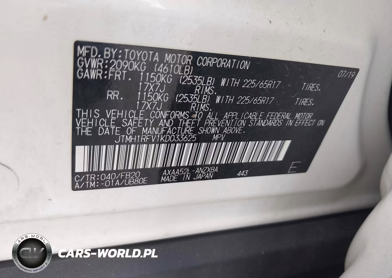 2019 Toyota Rav4 Le VIN:JTMH1RFV1KD033625 - 9