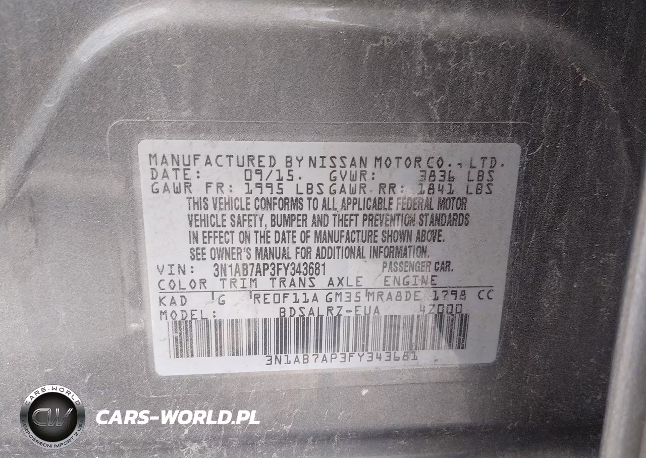 2015 Nissan Sentra Sr VIN:3N1AB7AP3FY343681 - 9