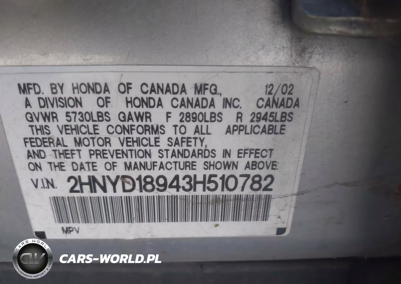 2003 Acura Mdx VIN:2HNYD18943H510782 - 9