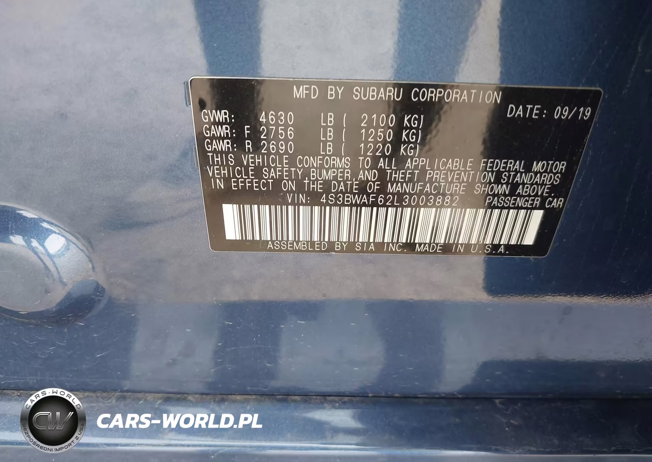2020 Subaru Legacy Sport VIN:4S3BWAF62L3003882 - 9