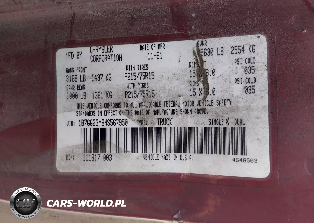 1992 Dodge Dakota VIN:1B7GG23Y8NS567950 - 9