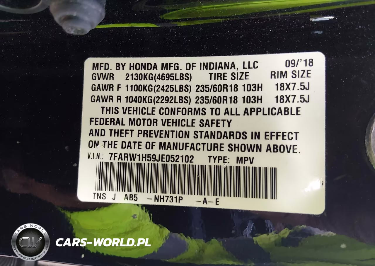 2018 Honda Cr-V Ex VIN:7FARW1H59JE052102 - 9