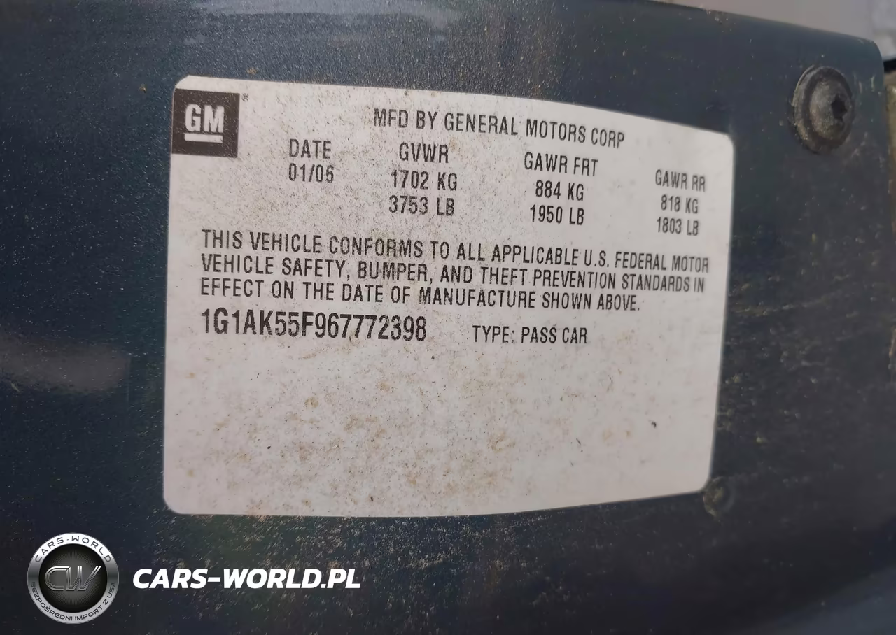 2006 Chevrolet Cobalt Ls VIN:1G1AK55F967772398 - 9