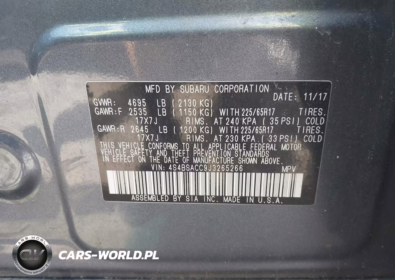 2018 Subaru Outback 2.5I Premium VIN:4S4BSACC9J3265266 - 9