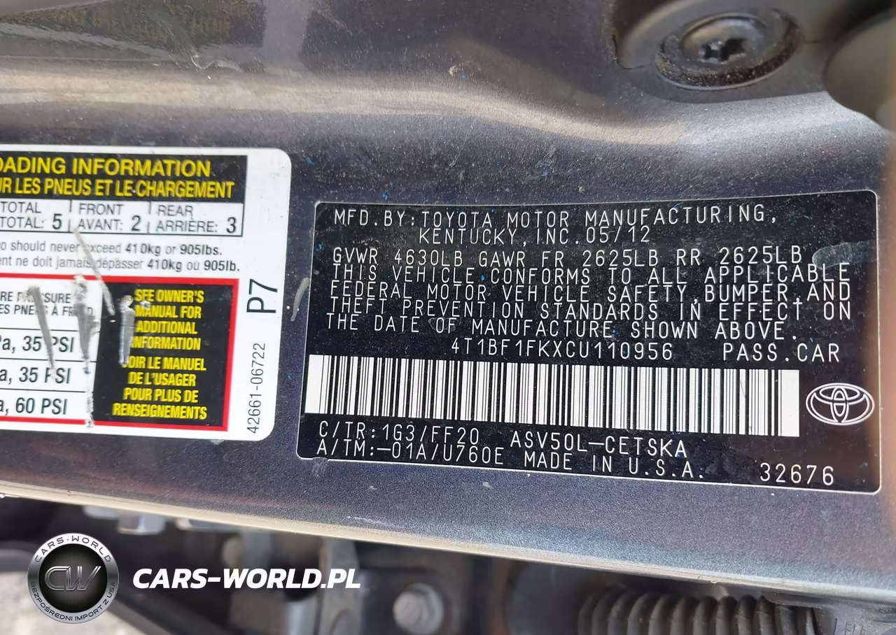 2012 Toyota Camry Se VIN:4T1BF1FKXCU110956 - 9